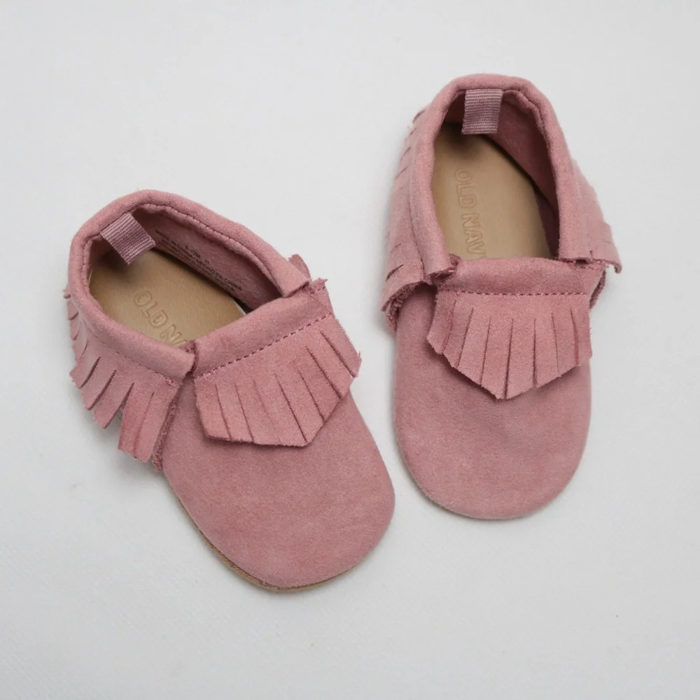 Old Navy Baby Infant Blush Faux Suede Moccasins Booties Size 6-12M